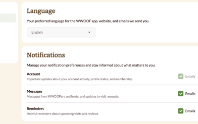 Website Feature Update: Toggle WWOOF Notifications