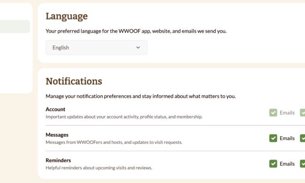 Website Feature Update: Toggle WWOOF Notifications