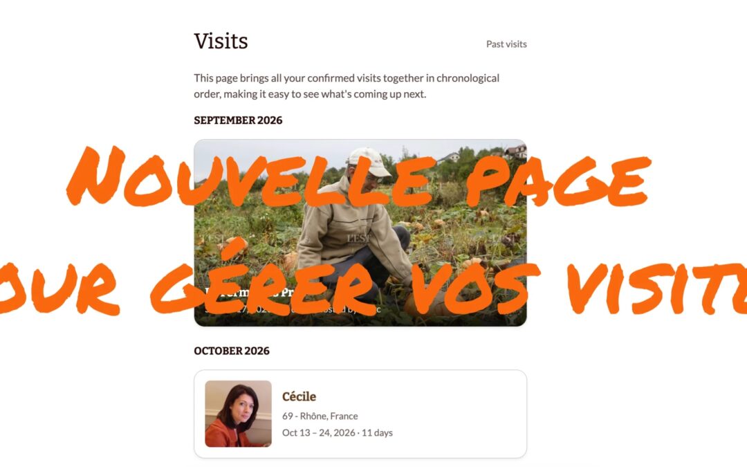 Mise à jour des fonctionnalités du site : nouveaux outils pour gérer vos visites (et partage des numéros de téléphone)